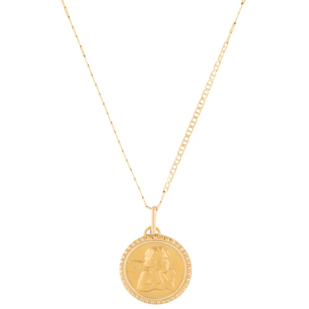 14K GOLD Angel pendant necklace.